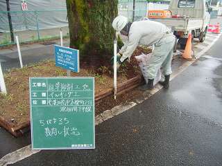 マルチング敷均し